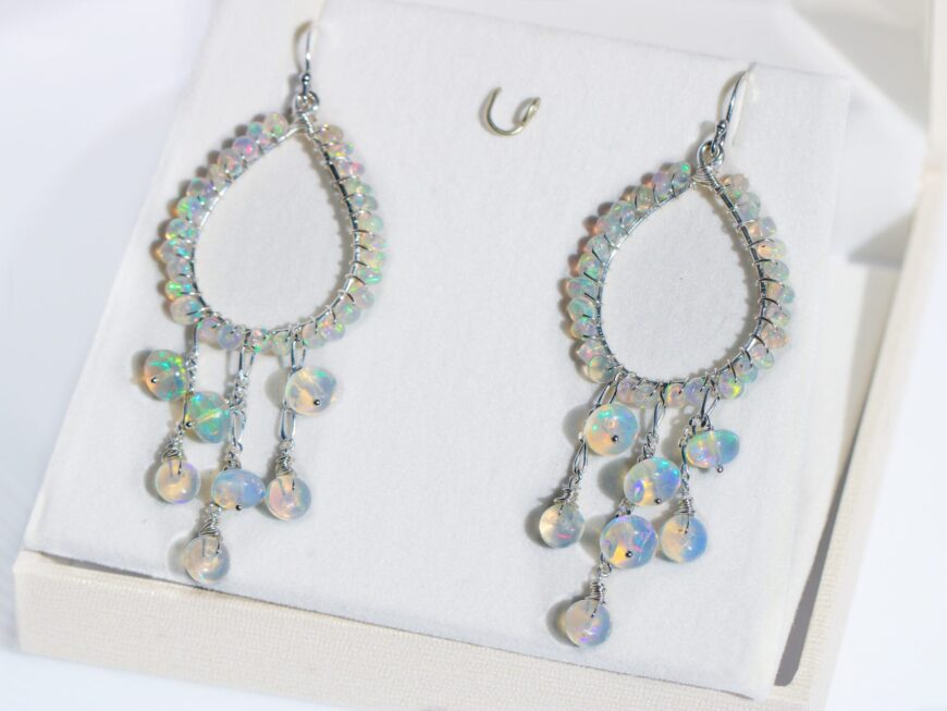 Ethiopian Opal Chandelier Earrings in Gold Filled
