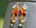 Mexican Fire Opal Dangle Gemstone Earrings, Statement Earrings