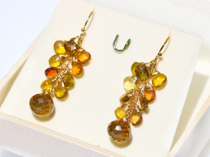 Yellow and Green Tourmaline Gold Filled Dangle Earrings