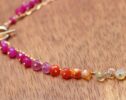 Turquoise, Pink Ruby, Pink Sapphire and Mexican Fire Opal Statement Necklace in Gold Filled