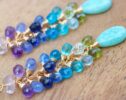 Aqua Blue Amazonite Colorful Gemstone Earrings in Gold Filled