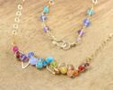 Rainbow Gemstone Bar Necklace Wire Wrapped in Gold Filled