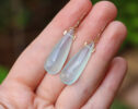 Aqua Blue Chalcedony Large Drop Earrings in Gold Filled