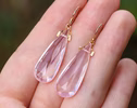 Rose Quartz Large Drop Earrings in Gold Filled
