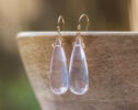 Rose Quartz Large Drop Earrings in Gold Filled
