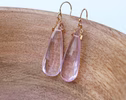 Rose Quartz Large Drop Earrings in Gold Filled