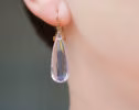 Rose Quartz Large Drop Earrings in Gold Filled