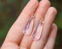 Rose Quartz Large Drop Earrings in Gold Filled