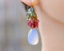 Watermelon Tourmaline Earrings with Natural Lavender Chalcedony