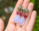 Watermelon Tourmaline Earrings with Natural Lavender Chalcedony