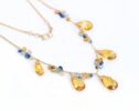 Yellow Citrine Necklace with Kyanites, Topazes and Aquamarines in Gold Filled