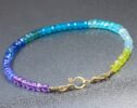 Purple Blue Gemstone Stacking Bracelet in Gold Filled