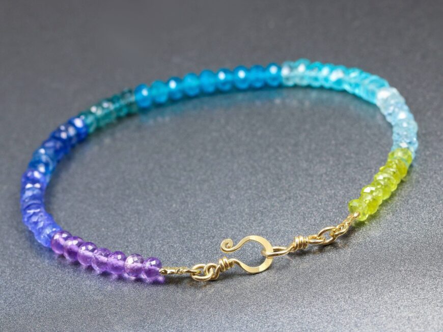 Purple Blue Gemstone Stacking Bracelet in Gold Filled