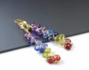 Multi Gemstone Woven Earrings, Rainbow Semi-Precious Gemstone Earrings