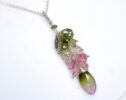 Watermelon Tourmaline Pendant Necklace in Sterling Silver, One of a Kind