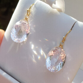 The Light Luna Earrings – Genuine Light Pink Amethyst Oval Earrings in Gold Filled