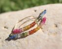 Rainbow Multi Sapphire Threader Open Hoop Earrings in Gold Filled