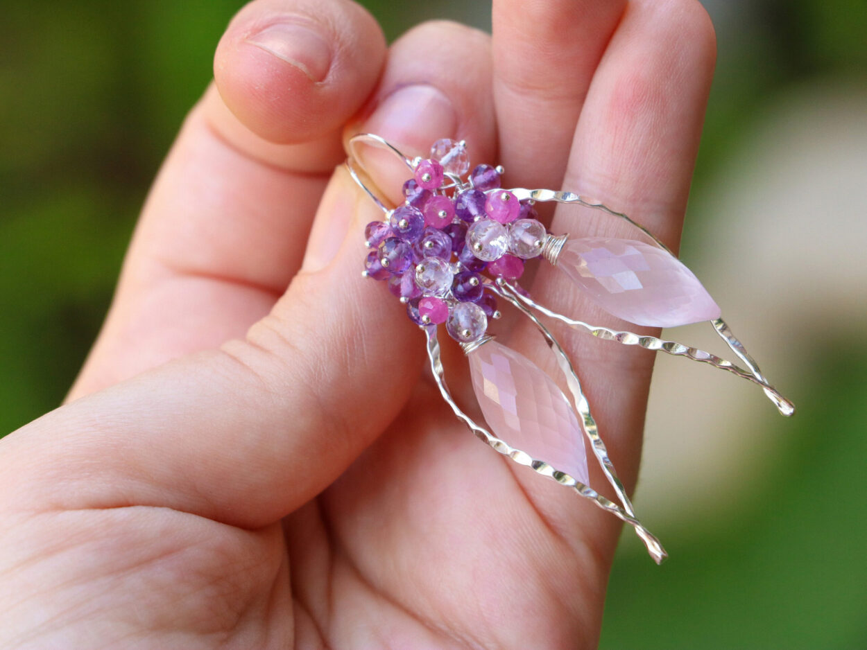Pink Vinca|luxury Rose Flower Cubic Zirconia Dangle Earrings For Women -  Yellow Gold Plated