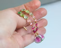 Watermelon Tourmaline Slices Open Hoop Earrings in Gold Filled, One of a Kind