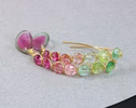 Watermelon Tourmaline Slices Open Hoop Earrings in Gold Filled, One of a Kind