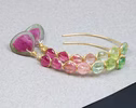 Watermelon Tourmaline Slices Open Hoop Earrings in Gold Filled, One of a Kind