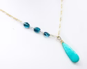 Aqua Blue Amazonite Pendant with London Blue Topaz, Mixed Metal Blue Gemstone Pendant