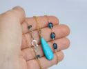 Aqua Blue Amazonite Pendant with London Blue Topaz, Mixed Metal Blue Gemstone Pendant