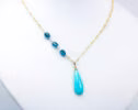 Aqua Blue Amazonite Pendant with London Blue Topaz, Mixed Metal Blue Gemstone Pendant