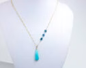 Aqua Blue Amazonite Pendant with London Blue Topaz, Mixed Metal Blue Gemstone Pendant