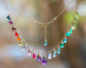 The Fancy Day Necklace - Rainbow Multi Gemstone Necklace in Gold Filled, Precious Drop Necklace