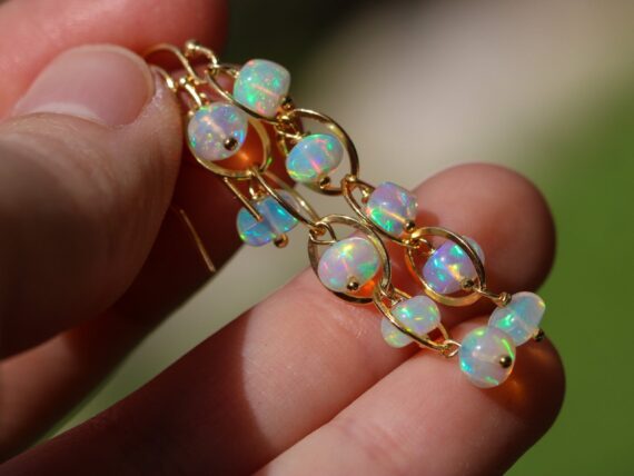 Ethiopian Opal Dangle Earrings, Ethiopian Opal Earrings in Gold Filled