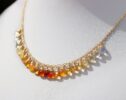 Mexican Fire Opal Orange Gemstone Ombre Necklace in Gold Filled