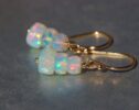 Solid Gold 14K Ethiopian Opal Dangle Gemstone Earrings