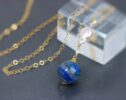 Lapis Lazuli and Pearls Long Dangle Pendant in Gold Filled