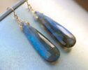 Large Blue Labradorite Earrings in Gold Filled, Statement Labradorite Earrings with Blue Fire, One of a Kind