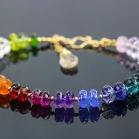 The Rainbow Dream Bracelet – Solid Gold 14K Rainbow Precious Gemstone Bracelet, Chakra Gemstone Bracelet