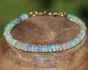 Solid Gold 14K Welo Opal Bracelet, Ethiopian Opal Bracelet