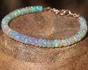 Solid Gold 14K Welo Opal Bracelet, Ethiopian Opal Bracelet