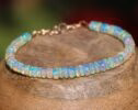 Solid Gold 14K Welo Opal Bracelet, Ethiopian Opal Bracelet