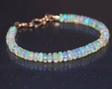 Solid Gold 14K Welo Opal Bracelet, Ethiopian Opal Bracelet