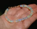 Solid Gold 14K Welo Opal Bracelet, Ethiopian Opal Bracelet