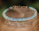 Solid Gold 14K Welo Opal Bracelet, Ethiopian Opal Bracelet