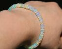 Solid Gold 14K Welo Opal Bracelet, Ethiopian Opal Bracelet