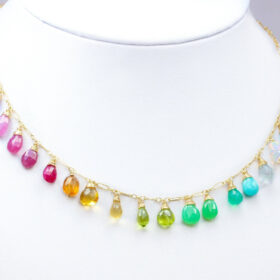 The Rainbow Day Necklace – Rainbow Multi Gemstone Necklace in Gold Filled, Precious Drop Necklace