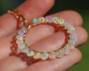 Ethiopian Opal Wire Wrapped Gemstone Hoop Pendant in Gold Filled