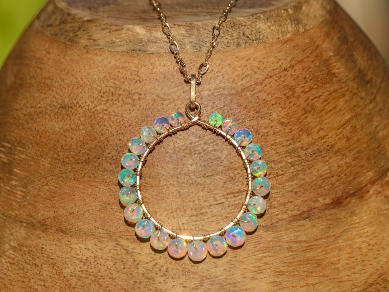 Online Ethiopian Opal Silver Necklace Gold Color Gift Delivery in QATAR -  FNP