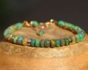 Green Black Ethiopian Opal Bracelet in Gold Filled, One of a Kind