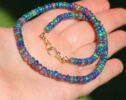 Blue Black Opal Necklace, Genuine Ethiopian Opal Choker