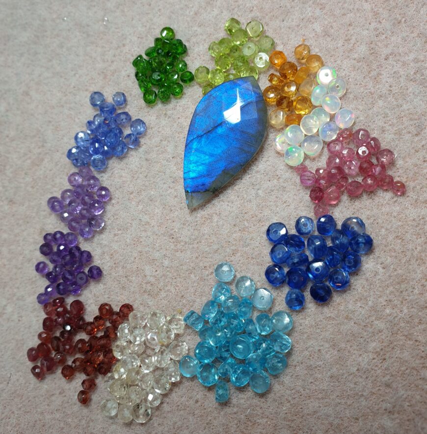 Blue Labradorite Pendant with Multi Gemstone Cluster