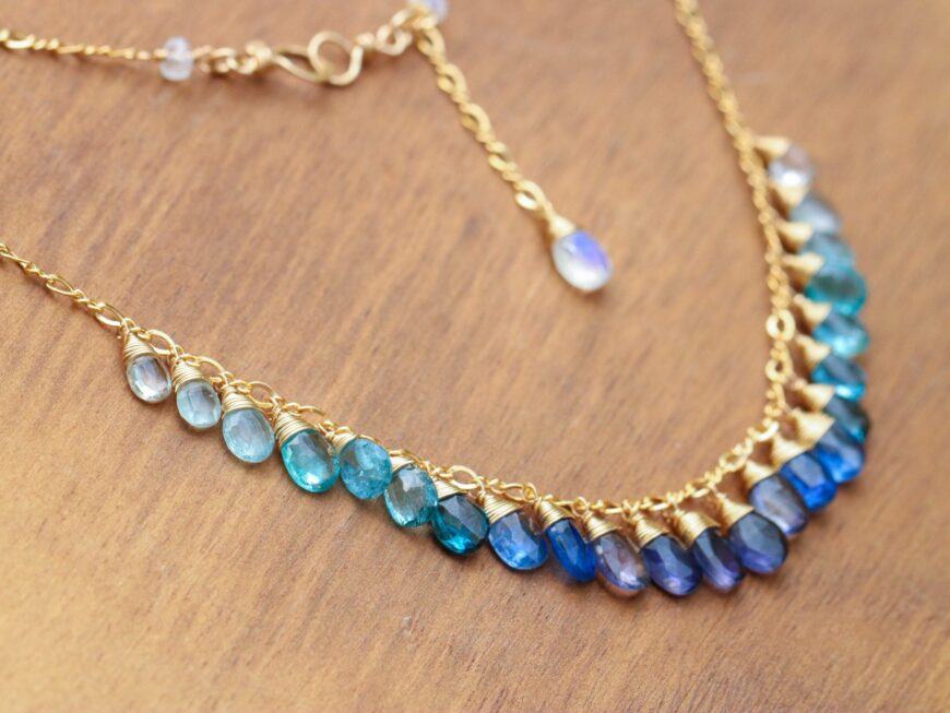 Blue Gemstone Gradated Necklace with Kyanite, Aquamarine and Topaz ...